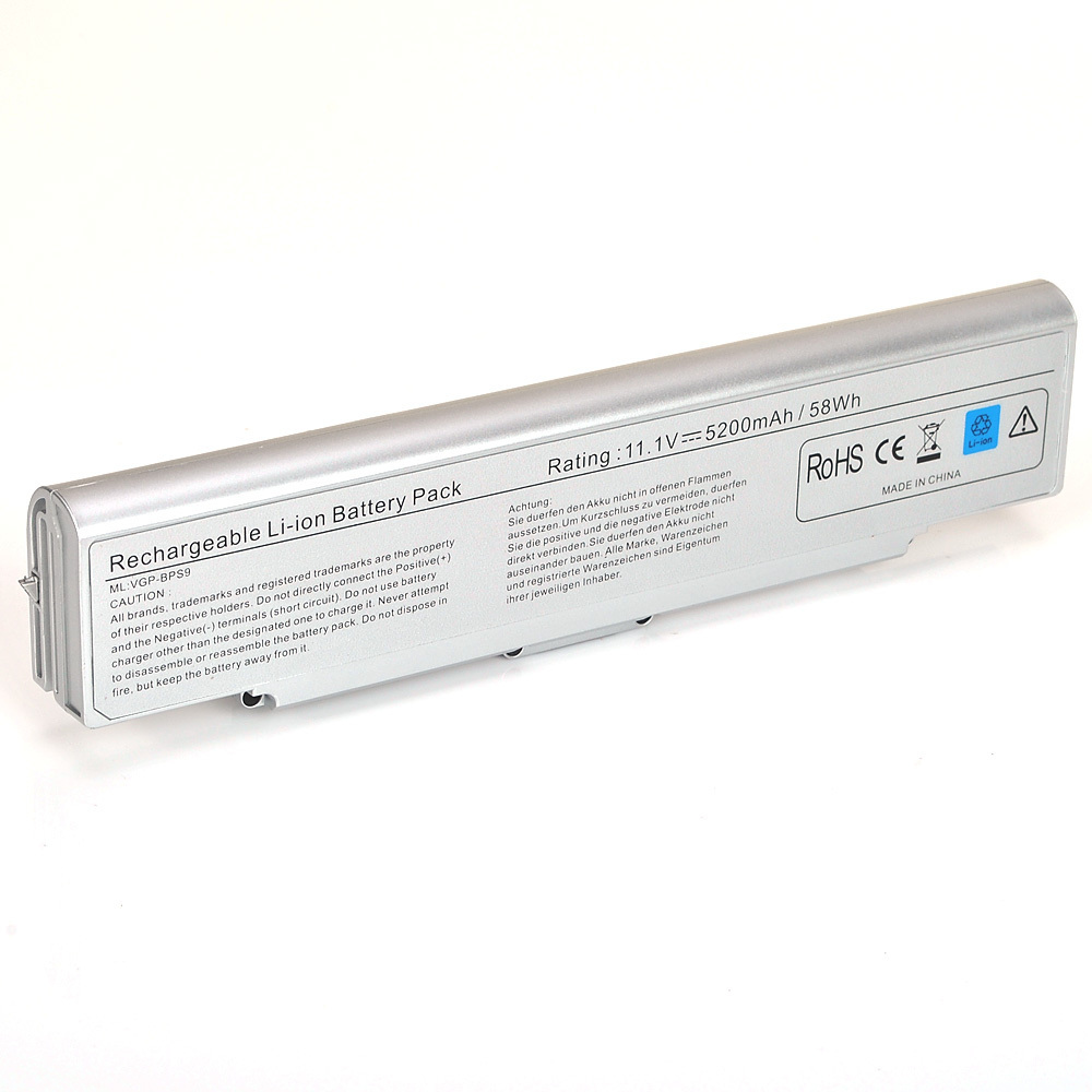 6 Cell Sony Vaio VGP-BPS9 Battery Silver - Click Image to Close
